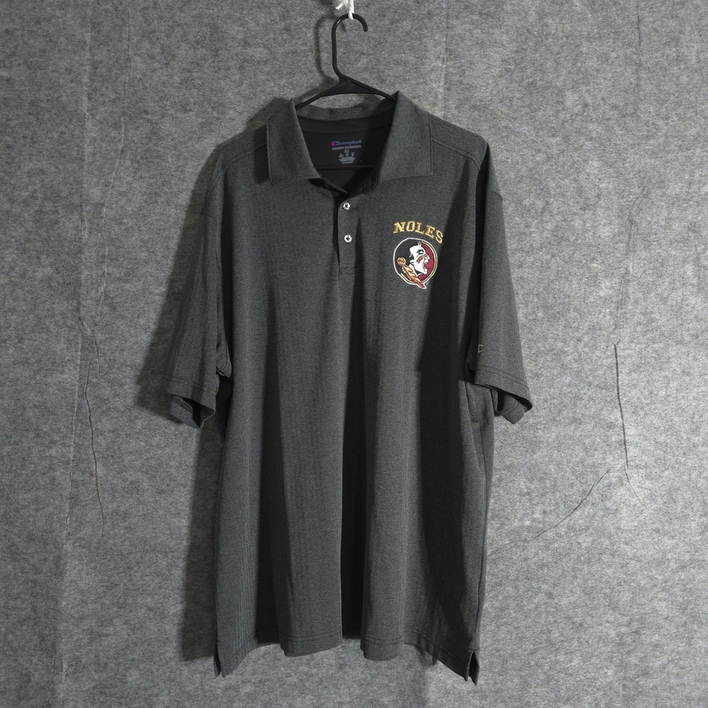 Florida State Seminoles NOLES Polo Shirt Mens 2XL Gray Champion Solid NCAA Sport